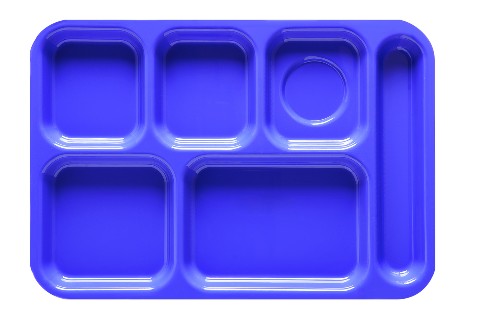 GET TR152PB Lunch Food Tray, Right Hand Configuration with 6 Compartments, 14 1/2" x 10", Peacock Blue