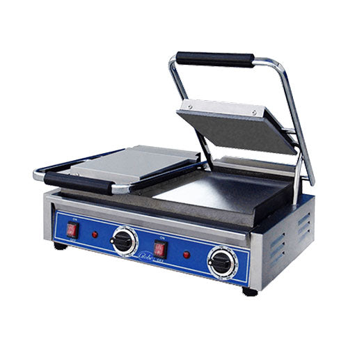 Globe GSGDUE10 Double Bistro Smooth Plate Panini Grill