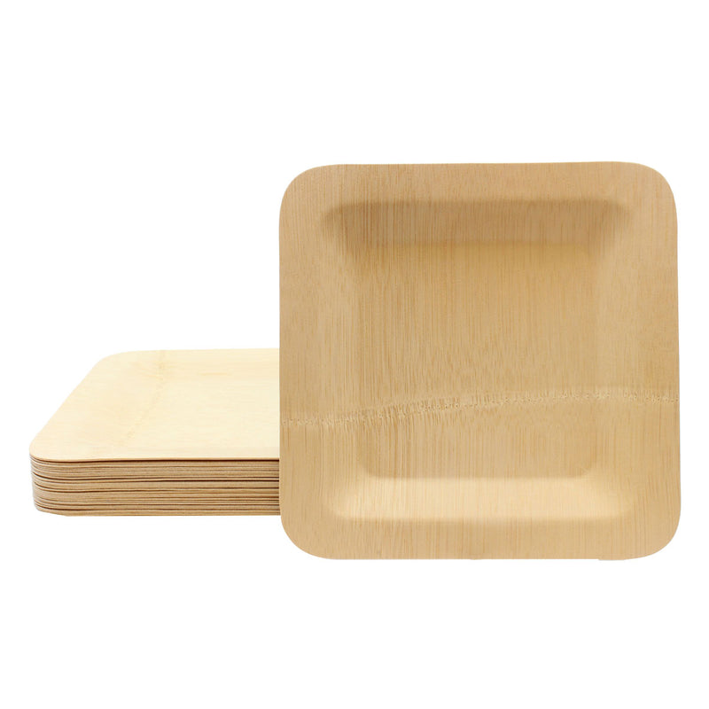 Tablecraft 123456 Cash & Carry Disposable Bamboo Plate, 5" x 5", Pack of 25