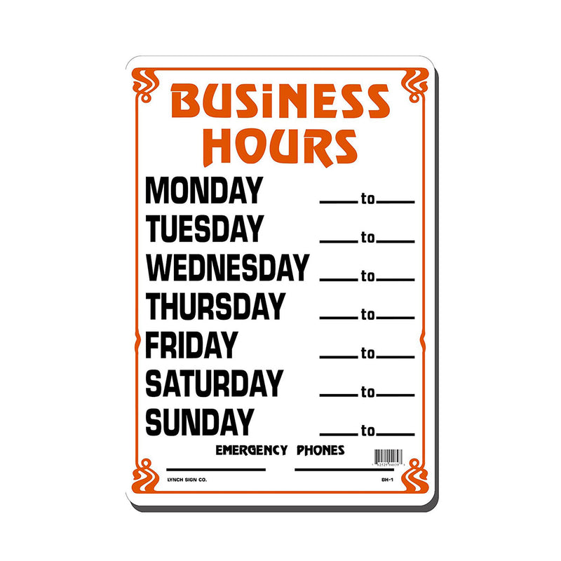 Business Hours Detailed Sign, 10" x 14"