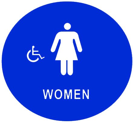 GSW SI-WHR12 Women Handicap Restroom Sign w/ Braille, 12"