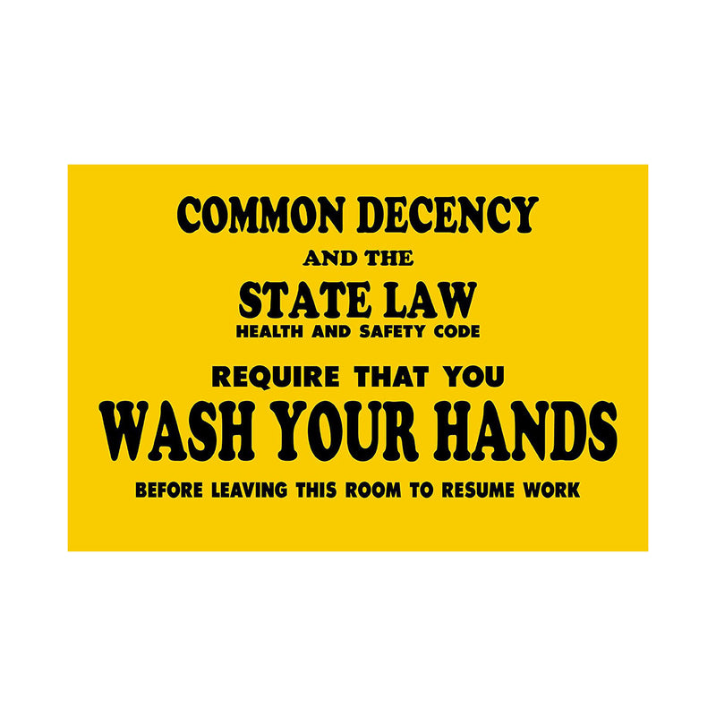Wash Your Hands State Law Decal, 9" x 6"