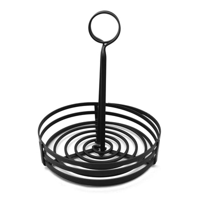 American Metalcraft FWC89 Flat Coil Round Wrought Iron Condiment Holder, Black, 7-7/8" x 9-1/2"
