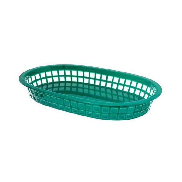 Tablecraft C1076G Oval Fast Food Baskets, Green, 10-1/2" x 7", Pack of 12