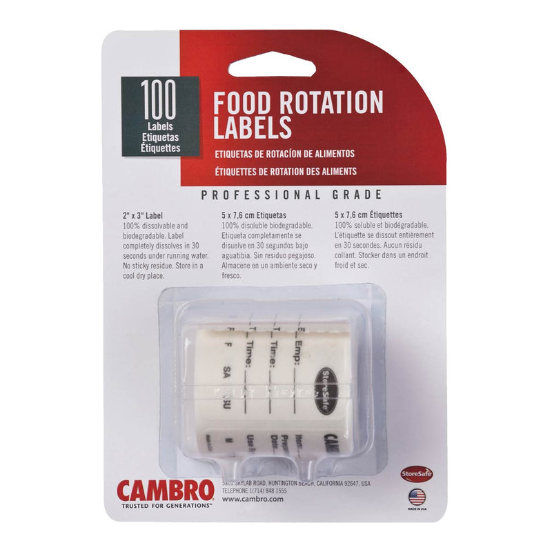 Cambro 23SL StoreSafe Food Rotation Labels, 3" x 2", Roll of 100