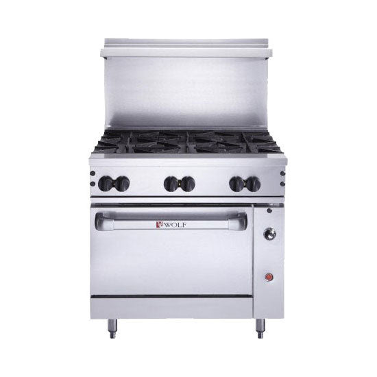 Wolf C36S-6B-N Stainless Steel Challenger XL Restaurant Range, 6 Burners, 1 Oven, Natural Gas, 36"