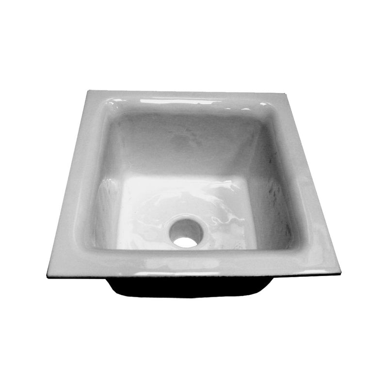 GSW FS-1263 White Porcelain Enameled Cast Iron Floor Drain Sink, 3" Drain Connection, 12" x 12" x 6"