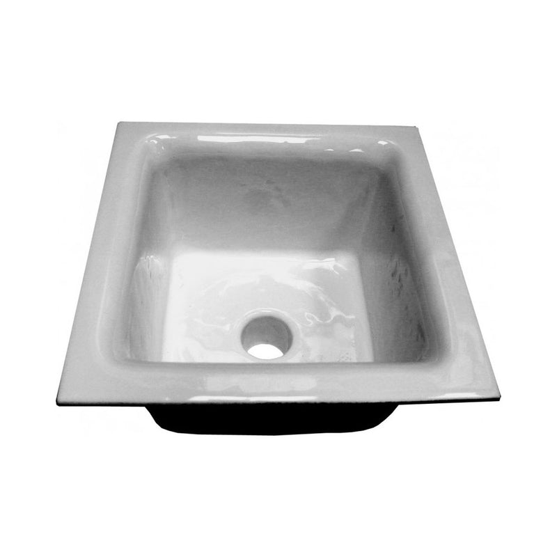 GSW FS-1262 White Porcelain Enameled Cast Iron Floor Drain Sink, 2" Drain Connection, 12" x 12" x 6"