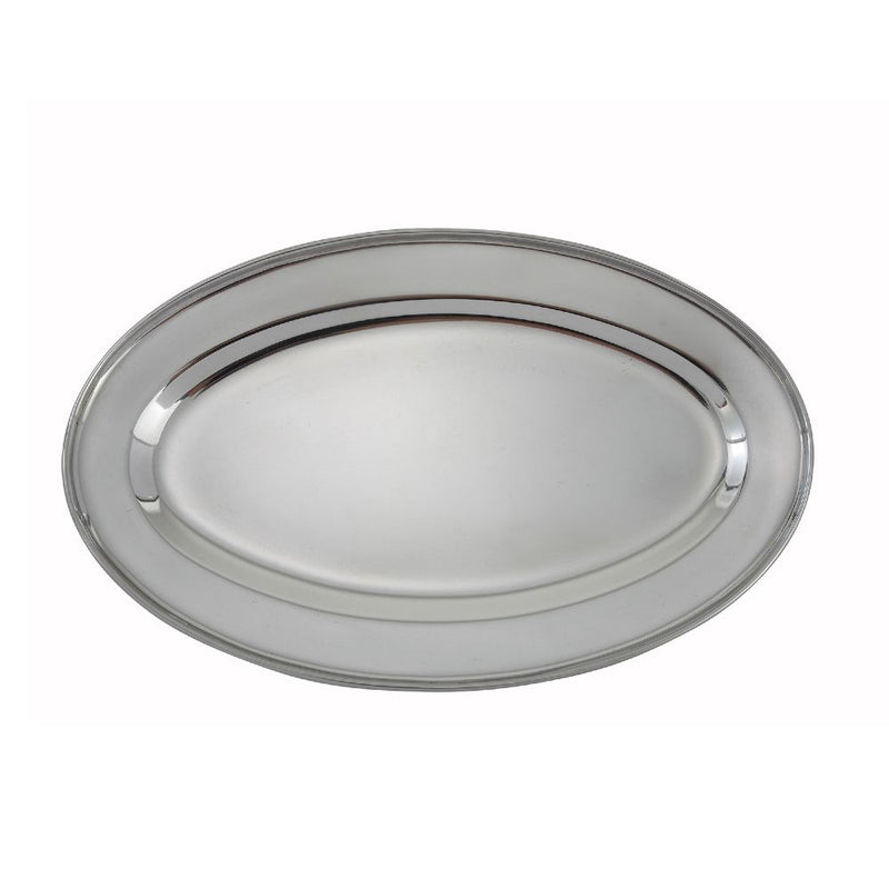 Winco OPL-16 Stainless Steel Oval Platter, 16" x 10-1/4"