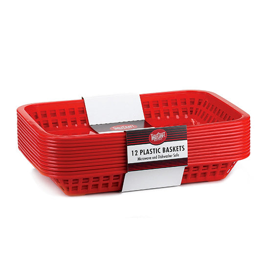 Tablecraft C1077R Grande Rectangular Basket, Red, 10-3/4", Pack of 12