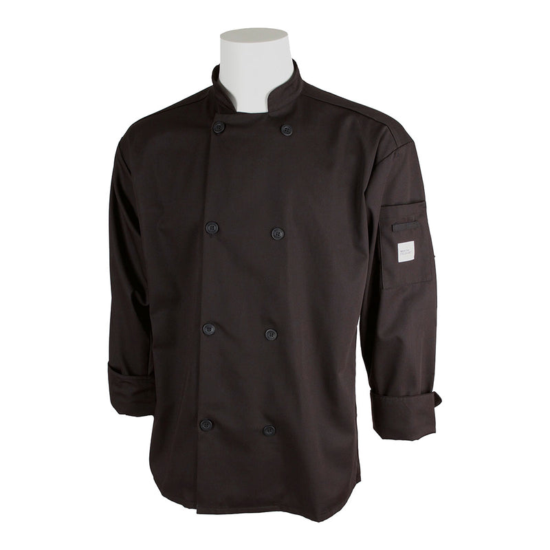 Mercer Millennia M60010BKL Unisex Chef Jacket w/ Shoulder Pocket, Large, Black