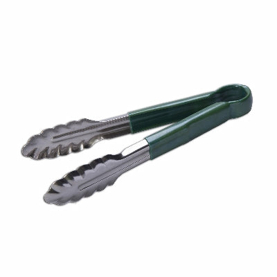 Culinary Essentials 859301 Coated Utility Tongs, Green, 9"