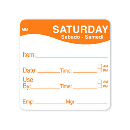 DayMark 1100356 "Saturday" MoveMark Labels, 2" x 2", Roll of 500