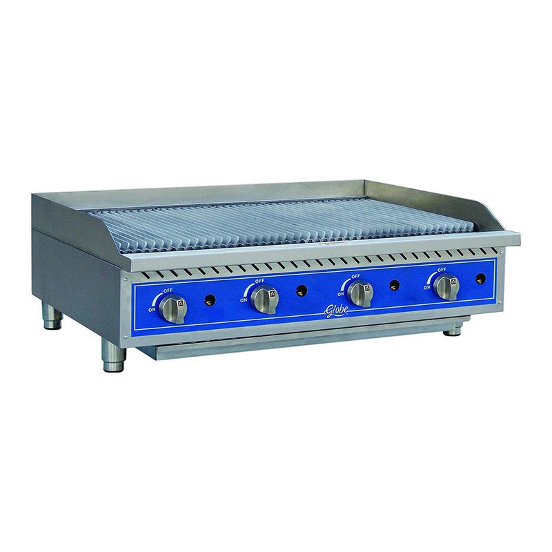 Globe GCB48G-RK Gas Countertop Charbroiler w/ Char Rock Kit, 48"