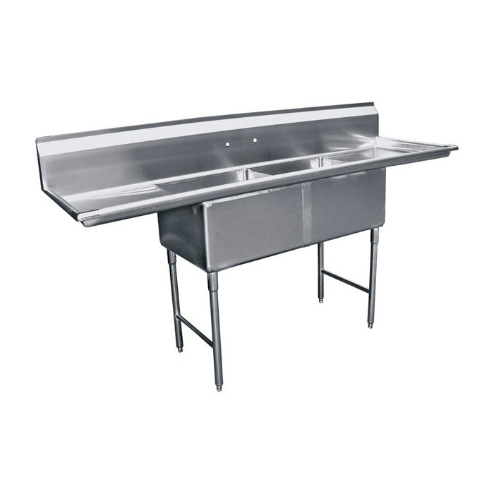 GSW SEE18182D Sink, 2 Compartment Stainless Steel w/ 2 Drain Boards, 72-1/4" x 24" x 45"
