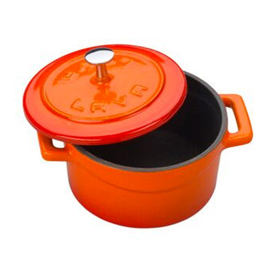 Arcata 081870 Mini Round Cast Iron Casserole Dish w/ Lid, Orange, 11.75 oz.
