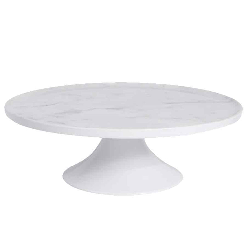 Elite Global Solutions M12RPKT 12" x 4" Round Melamine Faux Carrara Marble Plate Stand