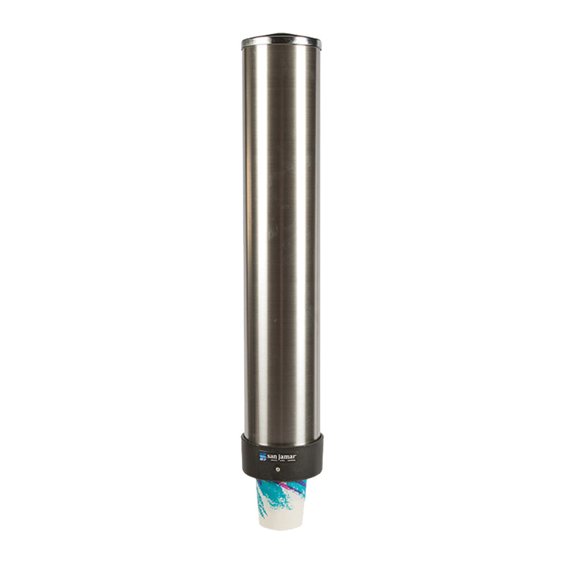 San Jamar C3400P Stainless Steel Pull-Type Beverage Cup Dispenser