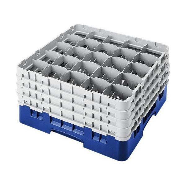 Cambro 25S900186 Camrack Full Size Glass Rack w/ 4 Extenders, 25 Compartment, Navy Blue